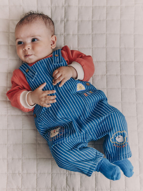 Bright Character Stripe Baby Denim Dungarees and Bodysuit Set (0mths-2yrs) image 1