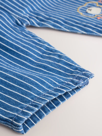 Bright Character Stripe Baby Denim Dungarees and Bodysuit Set (0mths-2yrs) image 7