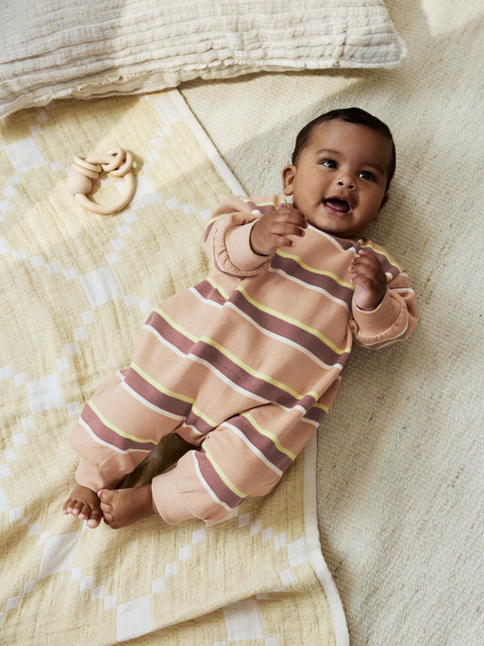 Rust Brown Stripe Baby Sweat Romper (0mths-3yrs) image 3