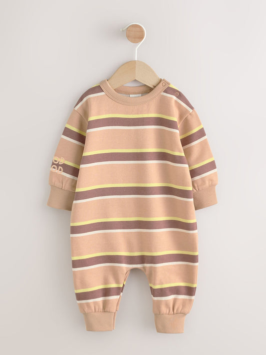 Rust Brown Stripe Baby Sweat Romper (0mths-3yrs) image 1