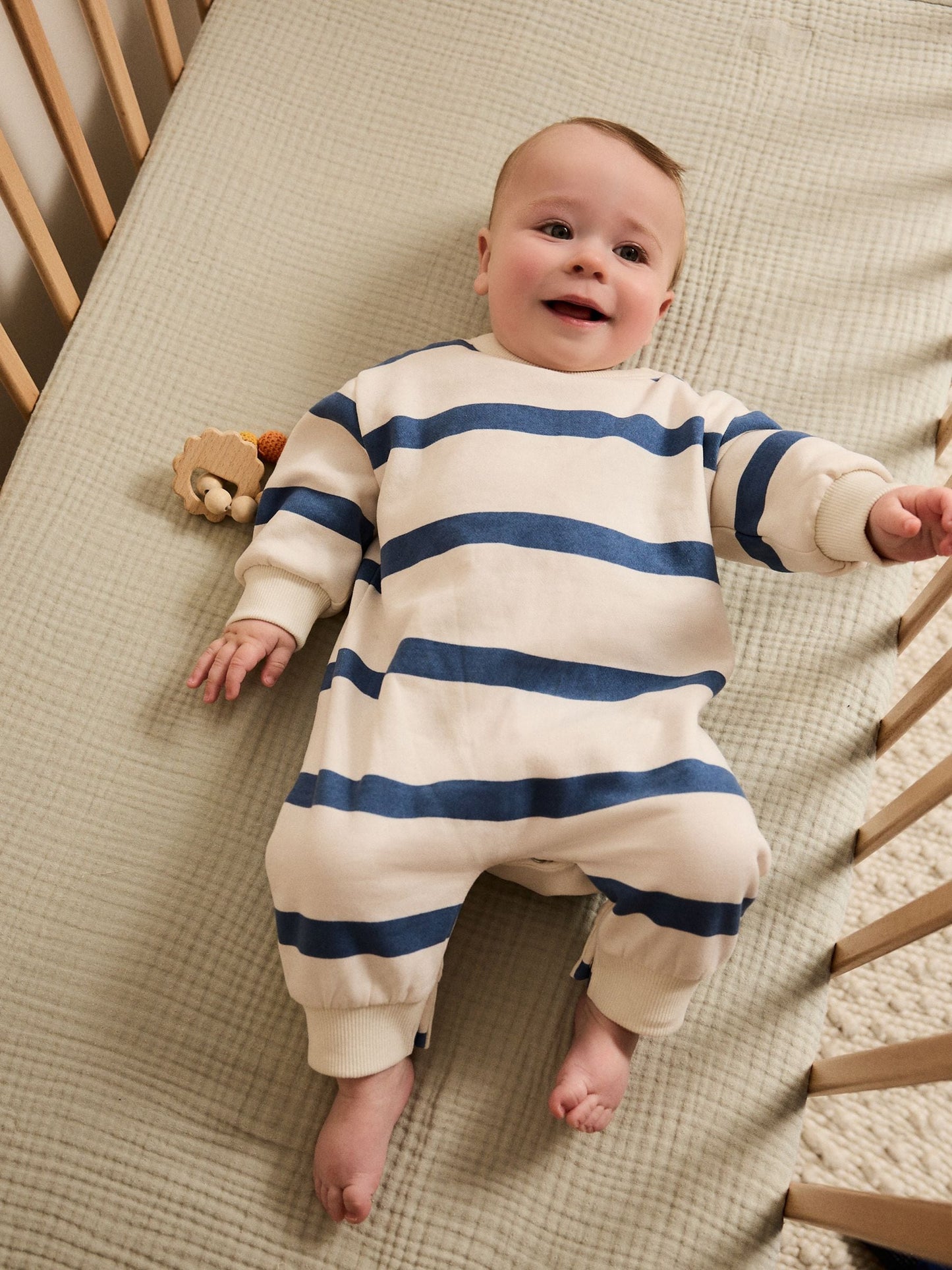 Blue Stripe Baby Sweat Romper (0mths-3yrs) image 2
