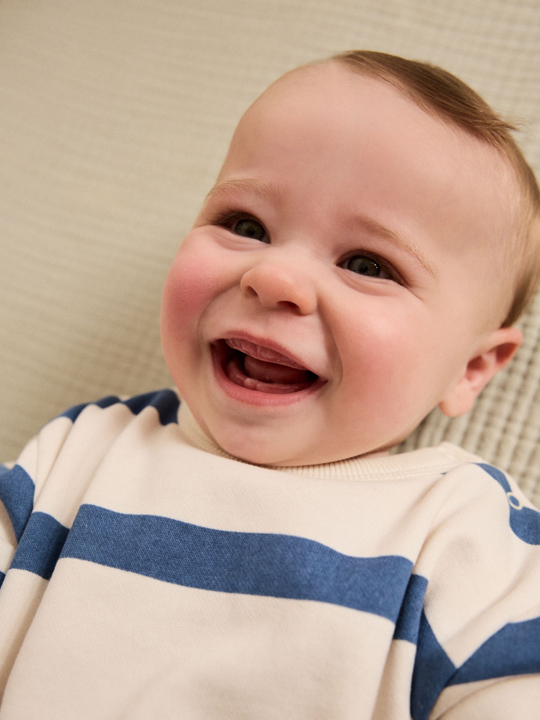 Blue Stripe Baby Sweat Romper (0mths-3yrs) image 4