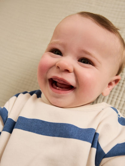 Blue Stripe Baby Sweat Romper (0mths-3yrs) image 4