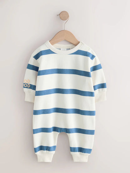 Blue Stripe Baby Sweat Romper (0mths-3yrs)