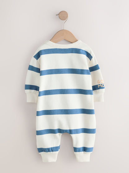 Blue Stripe Baby Sweat Romper (0mths-3yrs) image 6