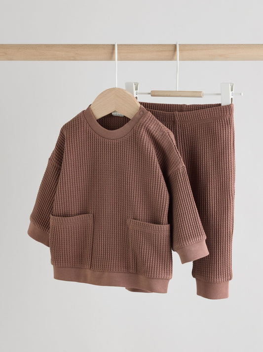 Chocolate Brown 100% Cotton Top and Joggers Baby 2 Piece Set (0mths-2yrs) image 1