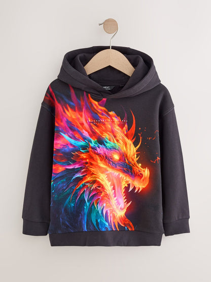 Black Dragon Older Boys Graphic Print Hoodie (3-16yrs)
