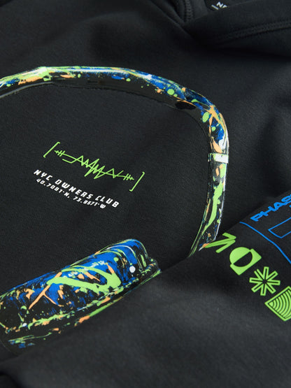 Black Headphones Older Boys Graphic Print Hoodie (3-16yrs)