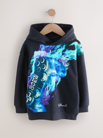 Navy Controller Older Boys Graphic Print Hoodie (3-16yrs)
