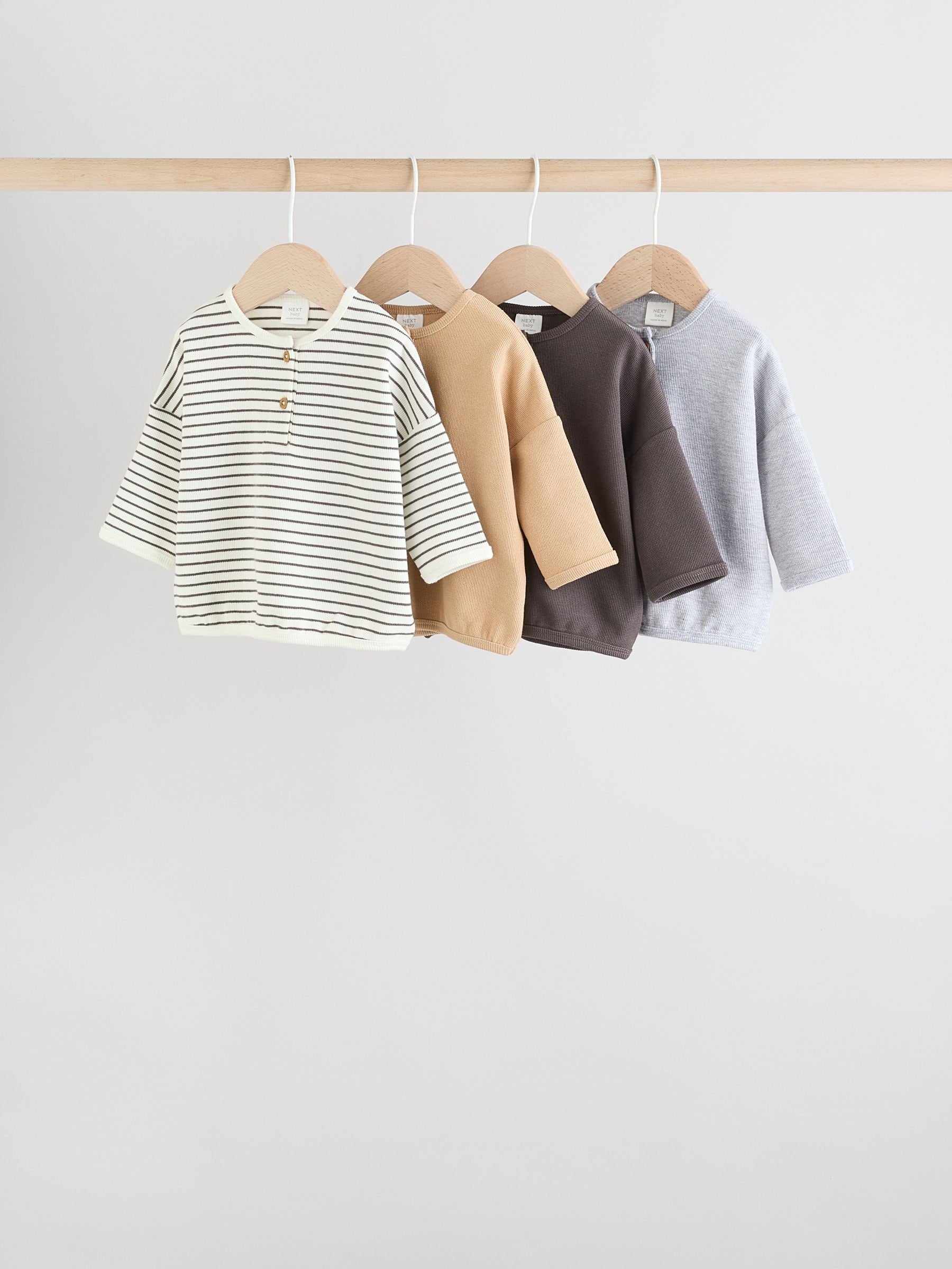 Mono Stripe Baby Long Sleeve T-Shirts 4 Pack (0mths-2yrs) image 1