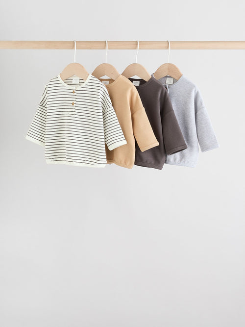 Mono Stripe Baby Long Sleeve T-Shirts 4 Pack (0mths-2yrs) image 1
