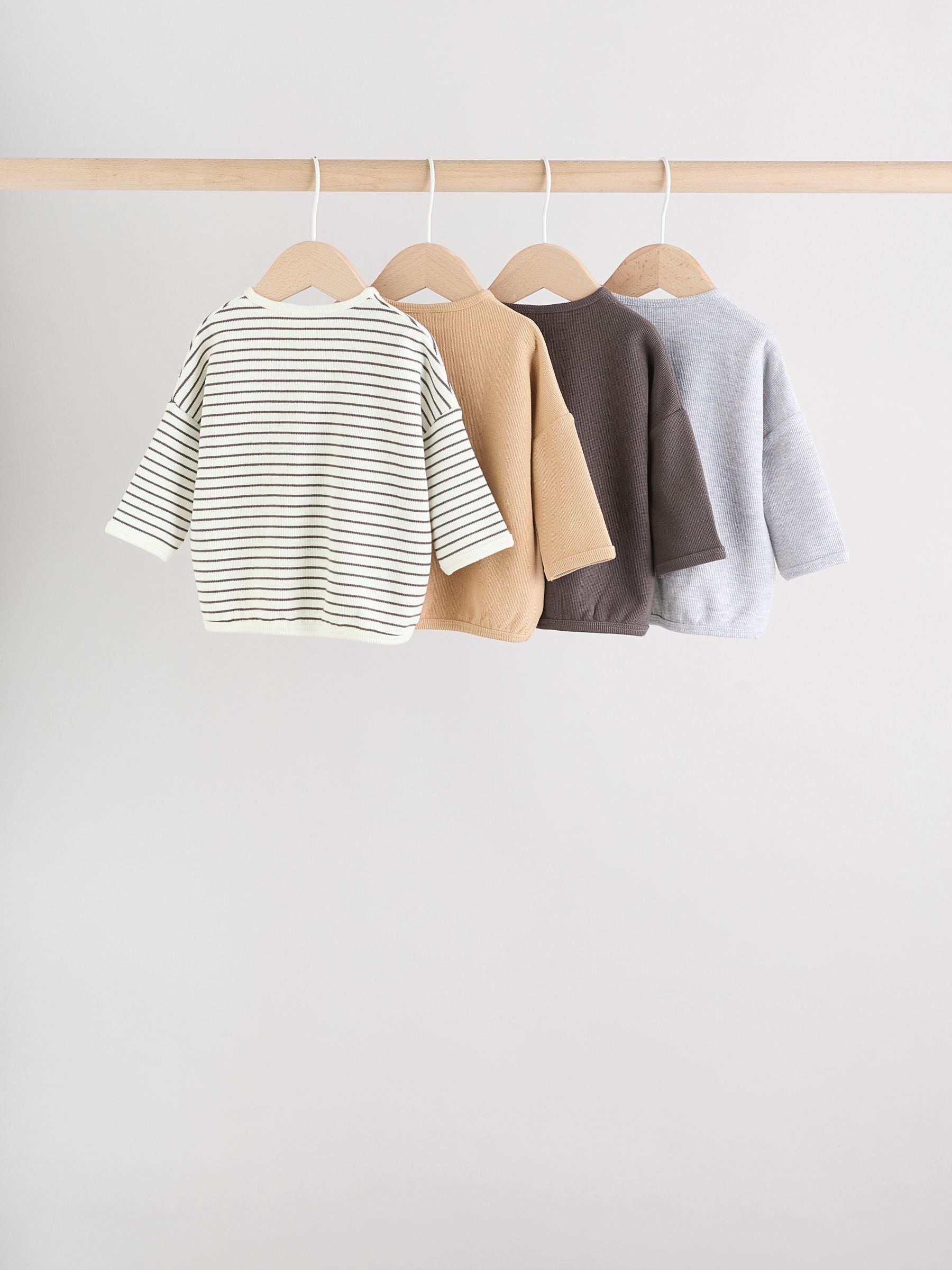 Mono Stripe Baby Long Sleeve T-Shirts 4 Pack (0mths-2yrs) image 7