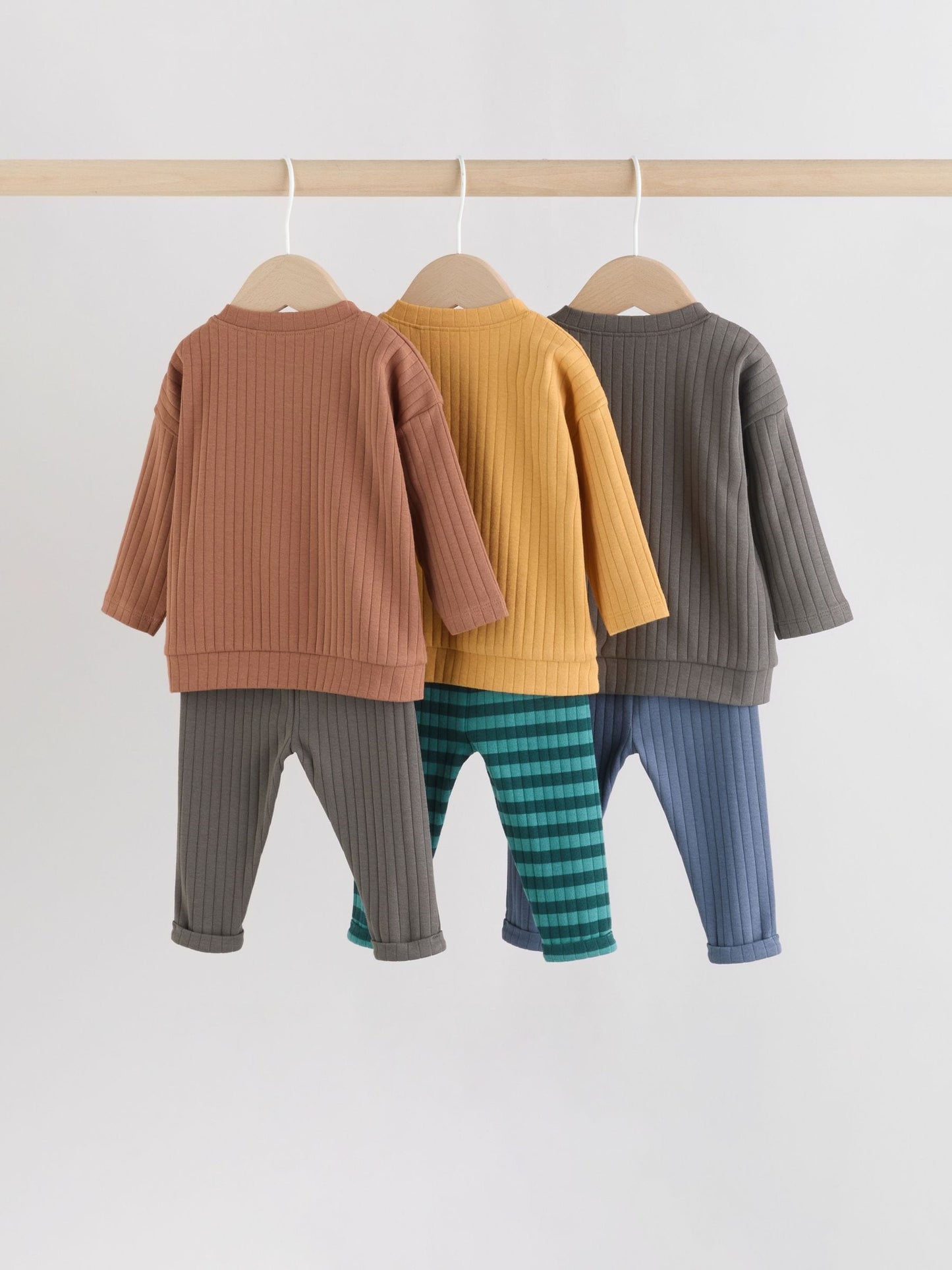 Dsiney Kidz - Green/Brown Slogan Tops and Leggings 6 Piece Baby Set (0mths-3yrs) image 2