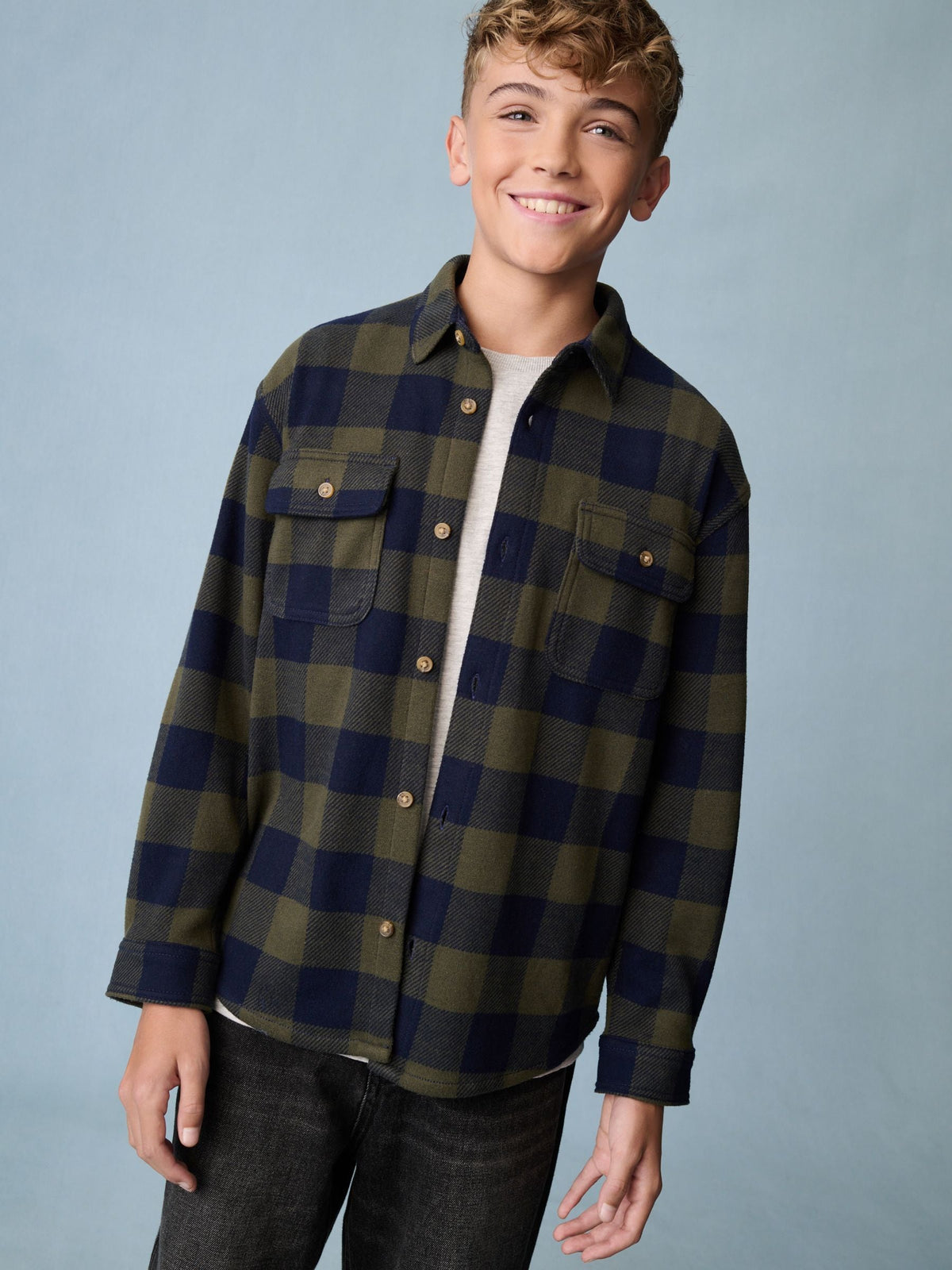 Green Long Sleeve Check Shirt (3-16yrs) - image 1
