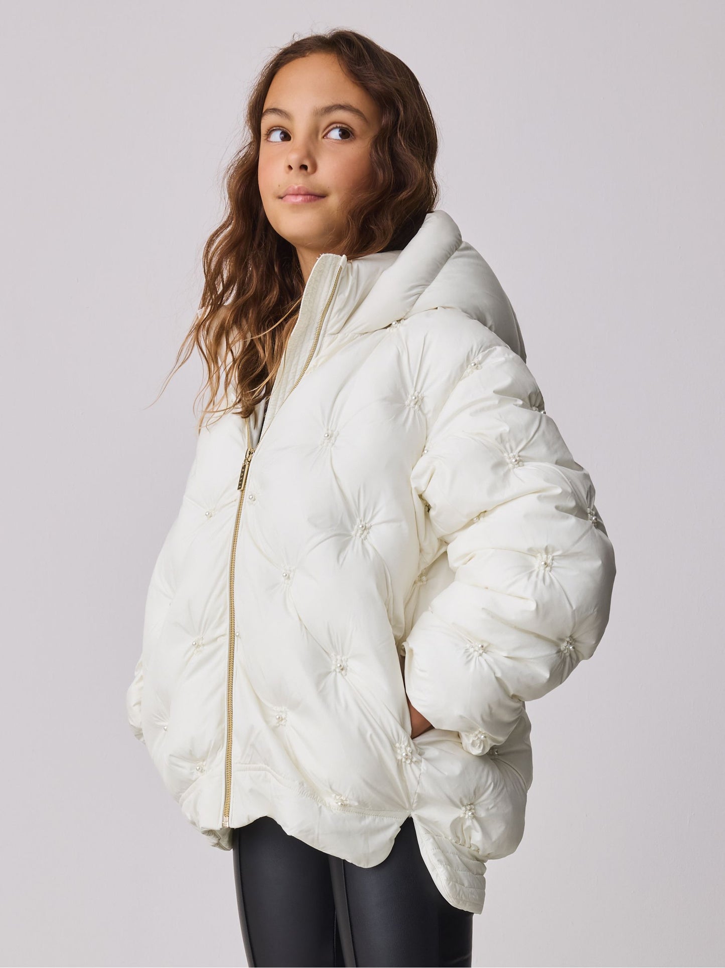 Baker by Ted Baker Cream Padded Pearl Coat image 4