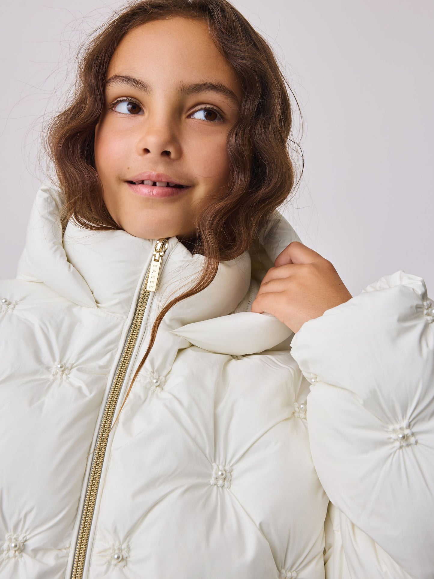 Baker by Ted Baker Cream Padded Pearl Coat image 5