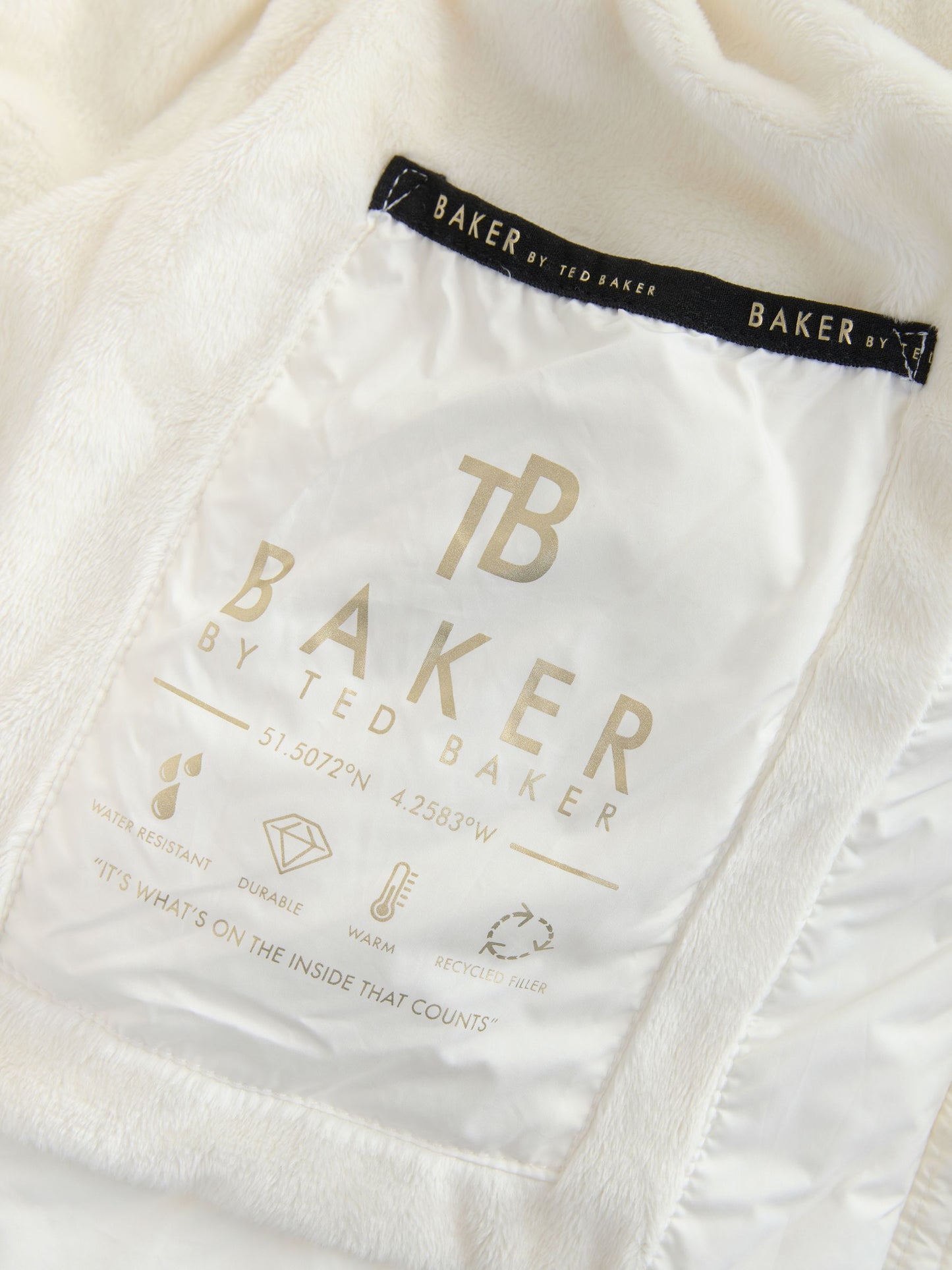 Baker by Ted Baker Cream Padded Pearl Coat image 8
