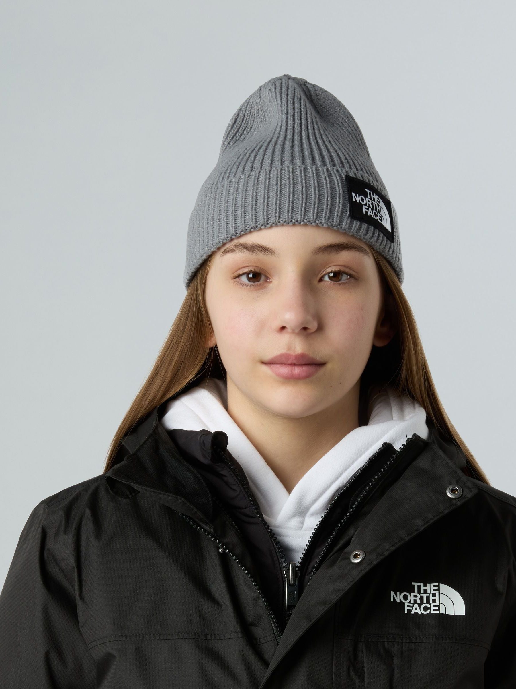 The North Face Grey Kids Cabin Ski Tuke Pom Beanie image 1