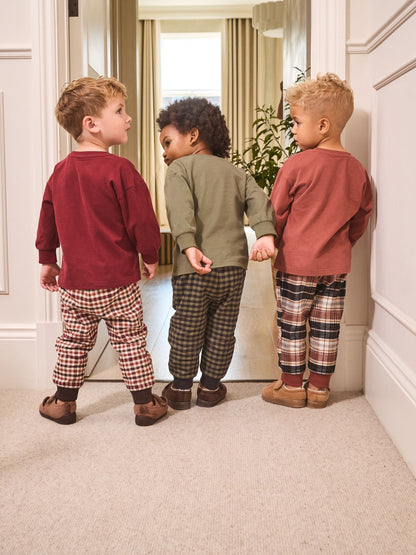 Red/Green Check Woven Bottom Pyjamas 3 Pack (9mths-12yrs)