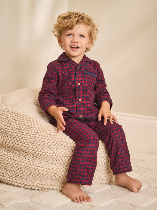 Red/Navy Check Button Down Pyjamas (9mths-10yrs) image 1
