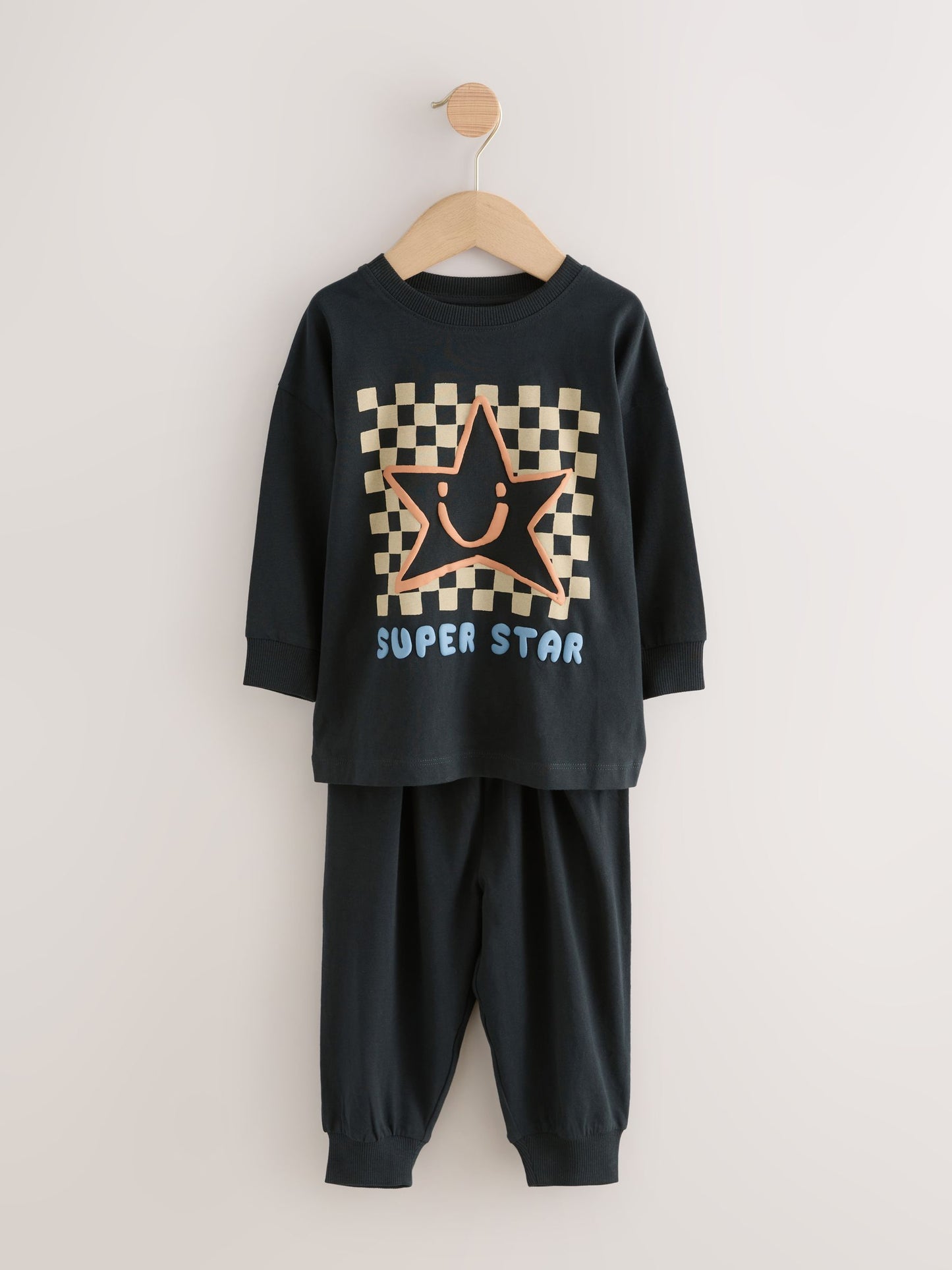 Multi Star and Checkerboard Oversized Pyjamas 3 Pack (9mths-10yrs) image 3