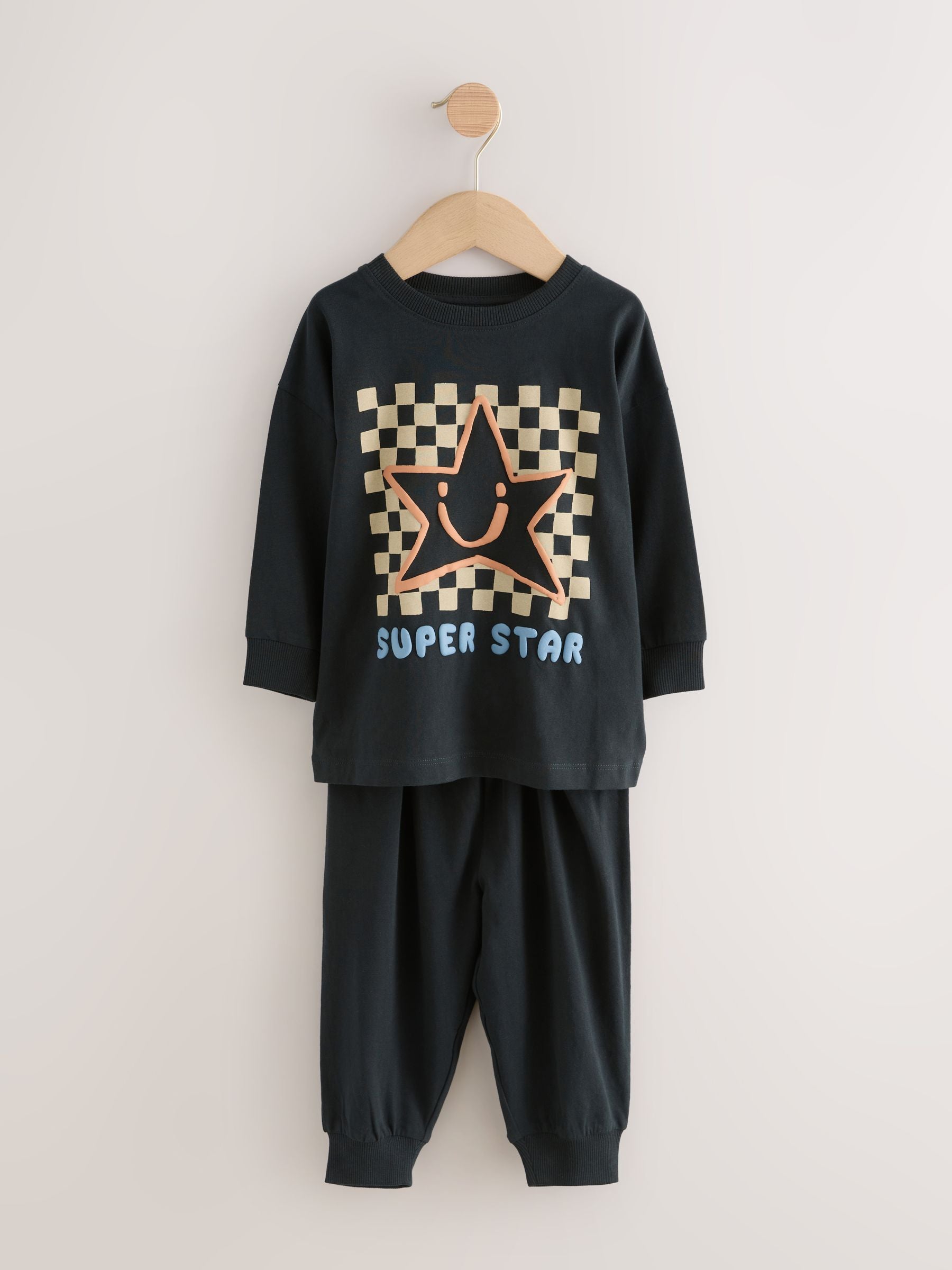 Multi Star and Checkerboard Oversized Pyjamas 3 Pack (9mths-10yrs) image 3
