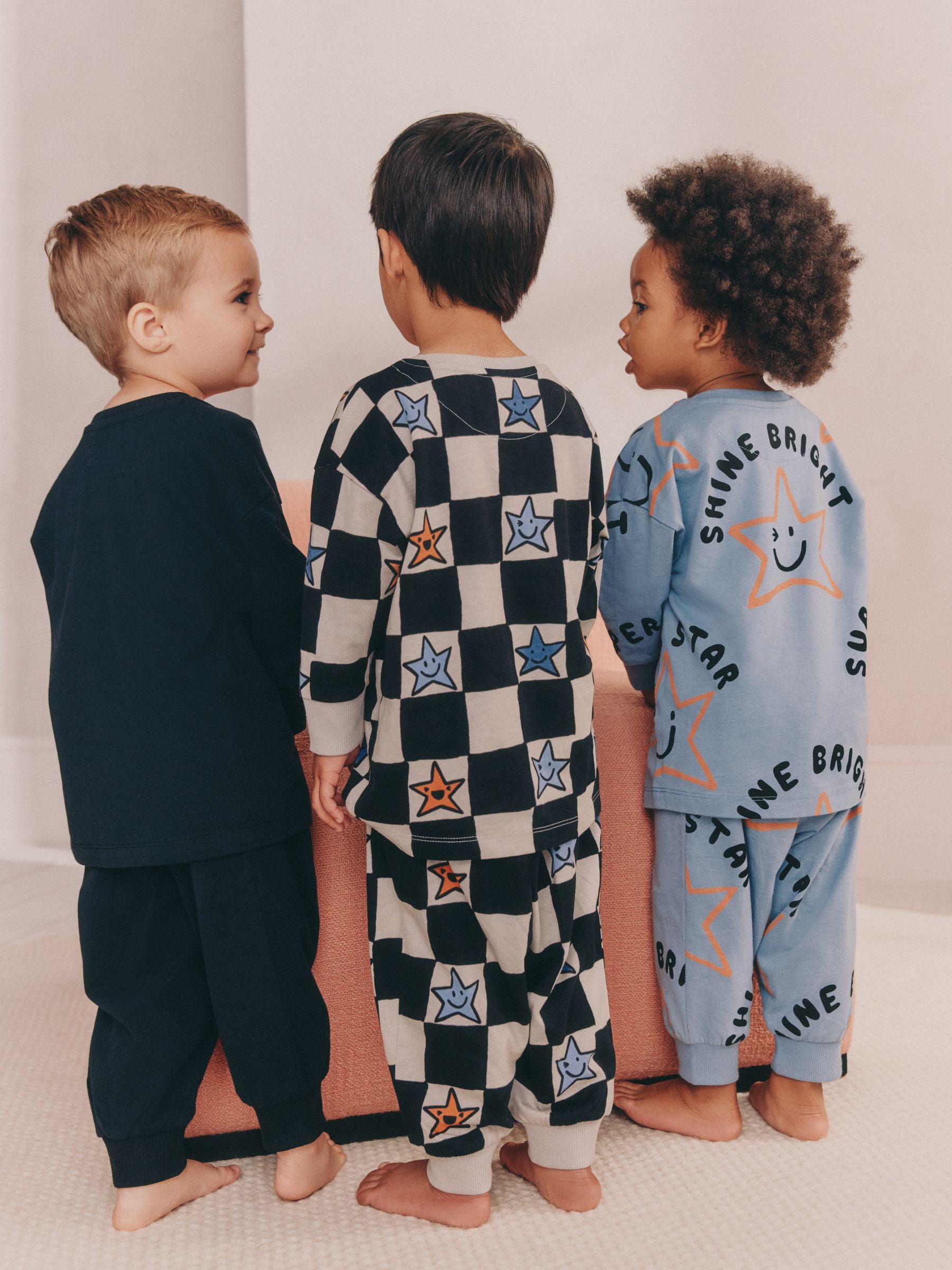 Multi Star and Checkerboard Oversized Pyjamas 3 Pack (9mths-10yrs) image 6