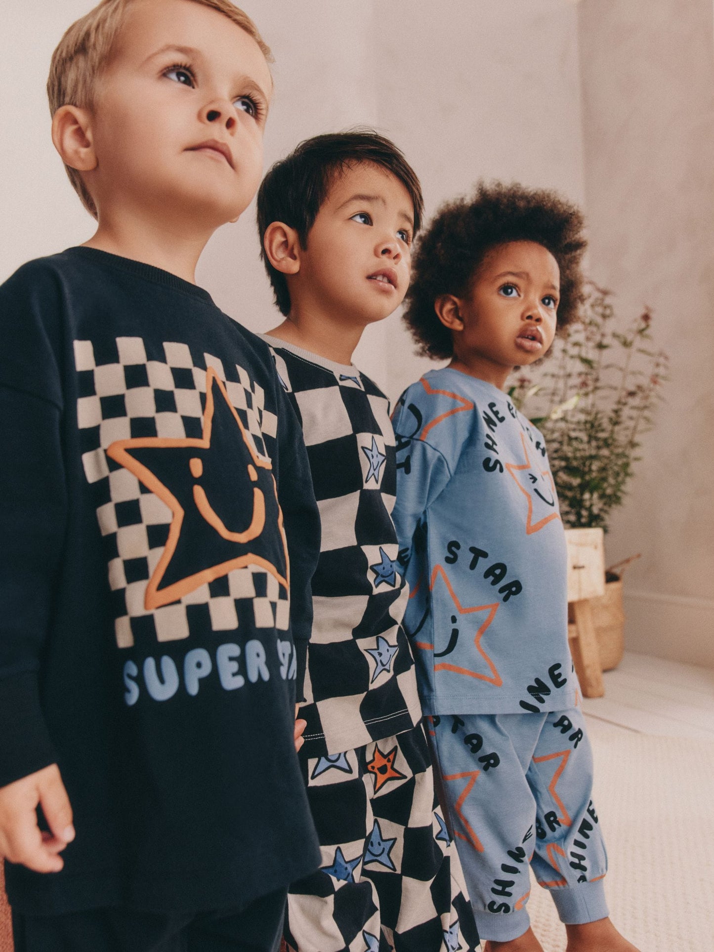 Multi Star and Checkerboard Oversized Pyjamas 3 Pack (9mths-10yrs) image 7