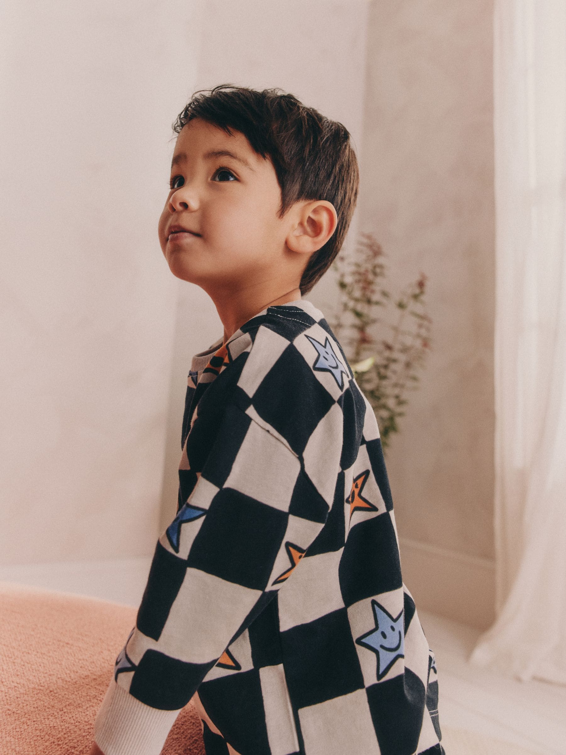 Multi Star and Checkerboard Oversized Pyjamas 3 Pack (9mths-10yrs) image 8