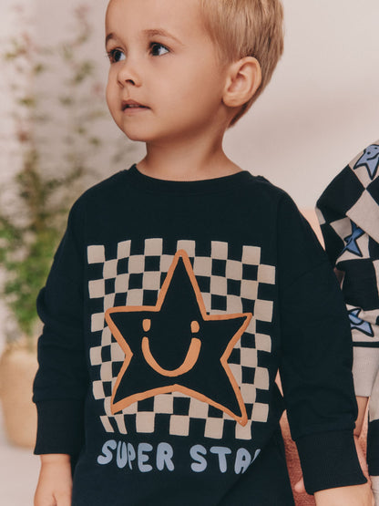 Multi Star and Checkerboard Oversized Pyjamas 3 Pack (9mths-10yrs) image 9