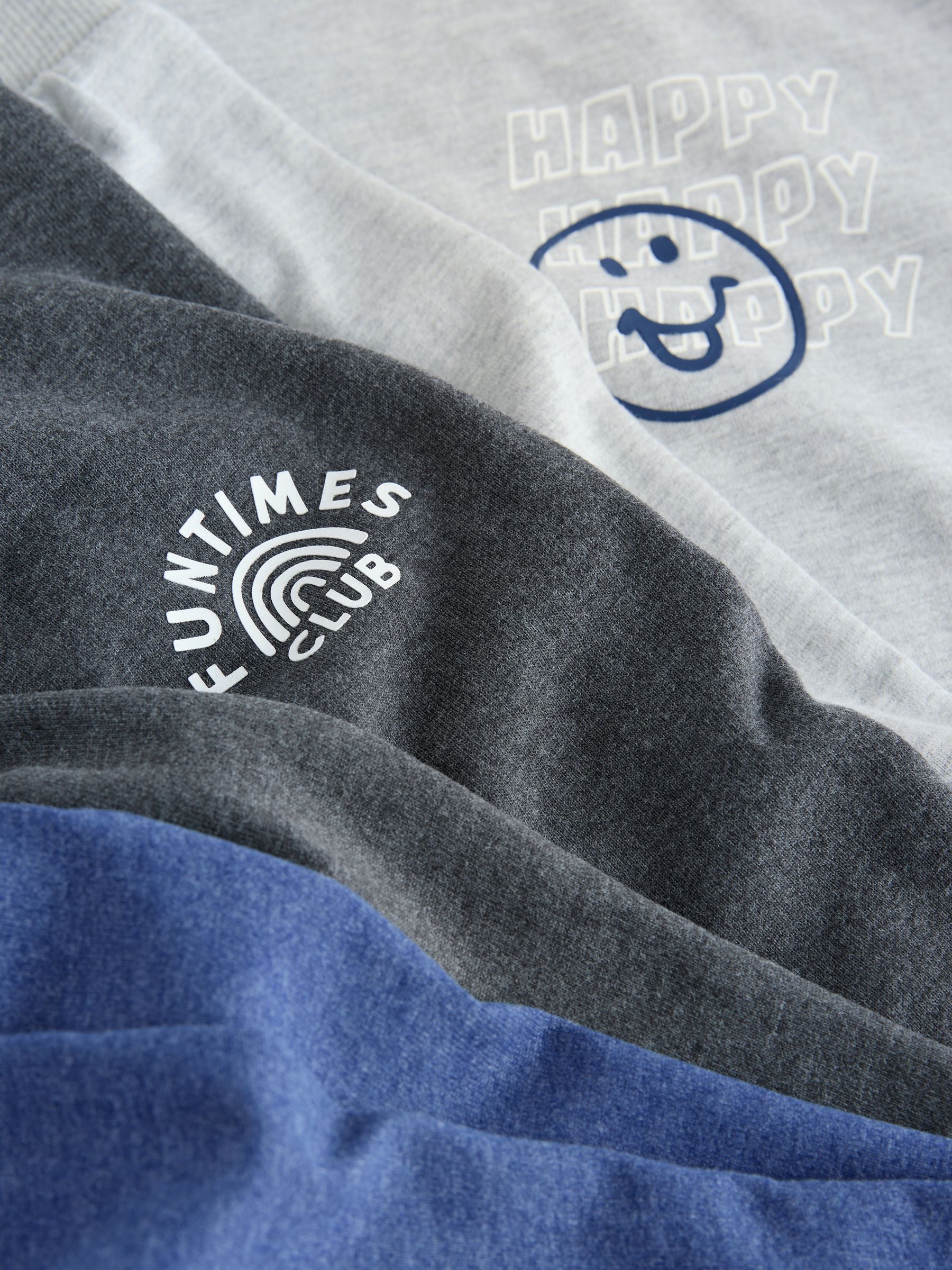 Blue/Grey Slogan Relaxed Fit Pyjamas 3 Pack (9mths-10yrs) image 4