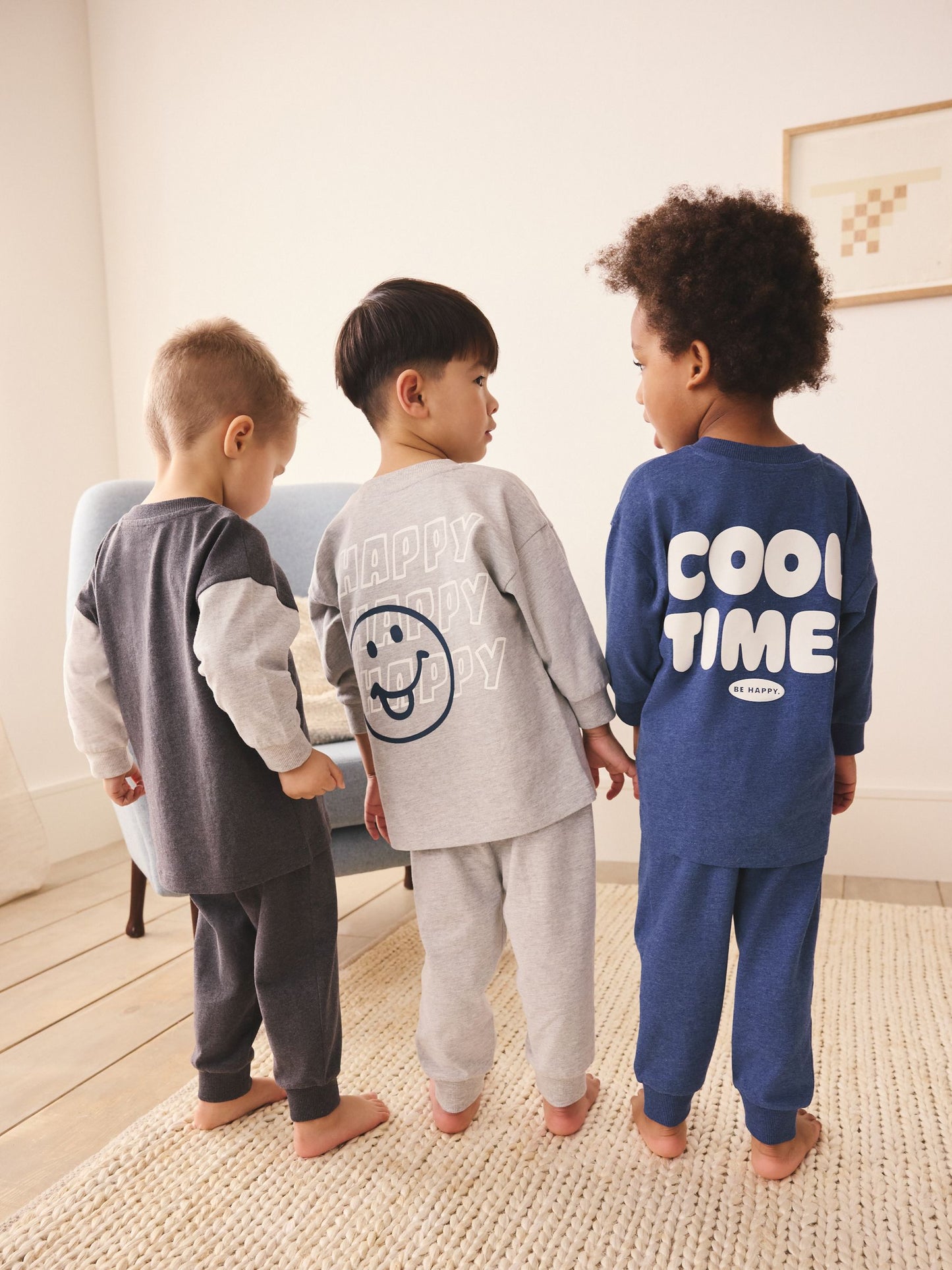 Blue/Grey Slogan Relaxed Fit Pyjamas 3 Pack (9mths-10yrs) image 5