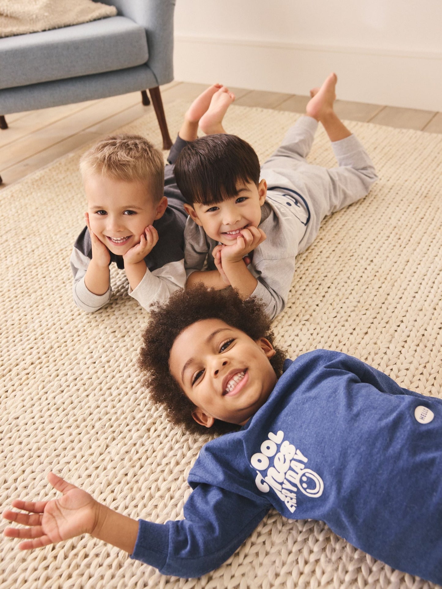 Blue/Grey Slogan Relaxed Fit Pyjamas 3 Pack (9mths-10yrs) image 6