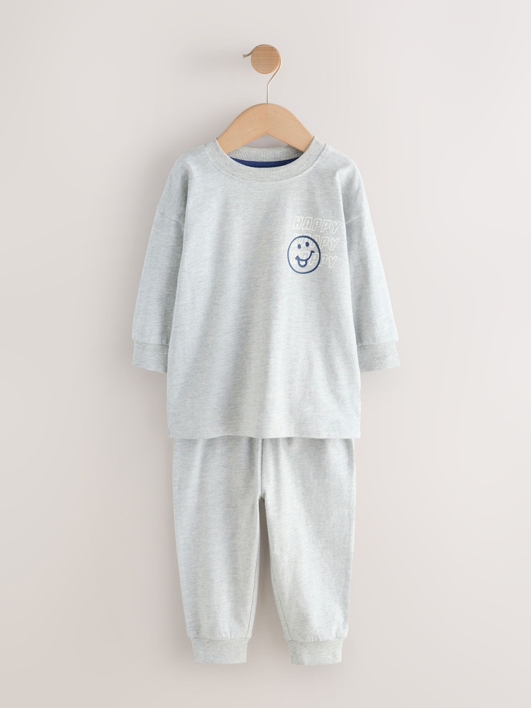 Blue/Grey Slogan Relaxed Fit Pyjamas 3 Pack (9mths-10yrs) image 11