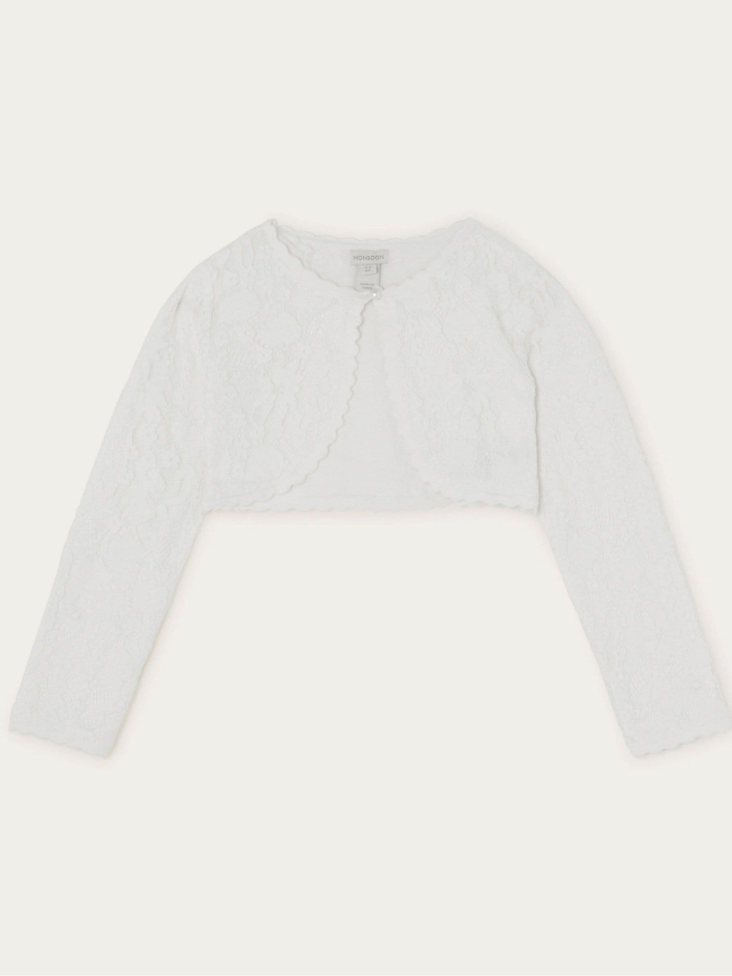Monsoon White Emilia Lace Scallop Cardigan image 1