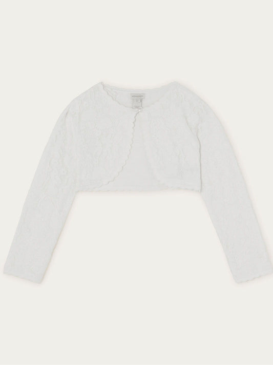 Monsoon White Emilia Lace Scallop Cardigan image 1