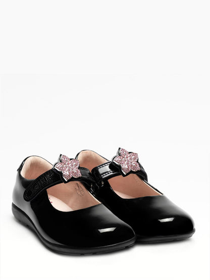 Lelli Kelly Black Patent Flower Melody 2 Wide Fit Shoes image 1