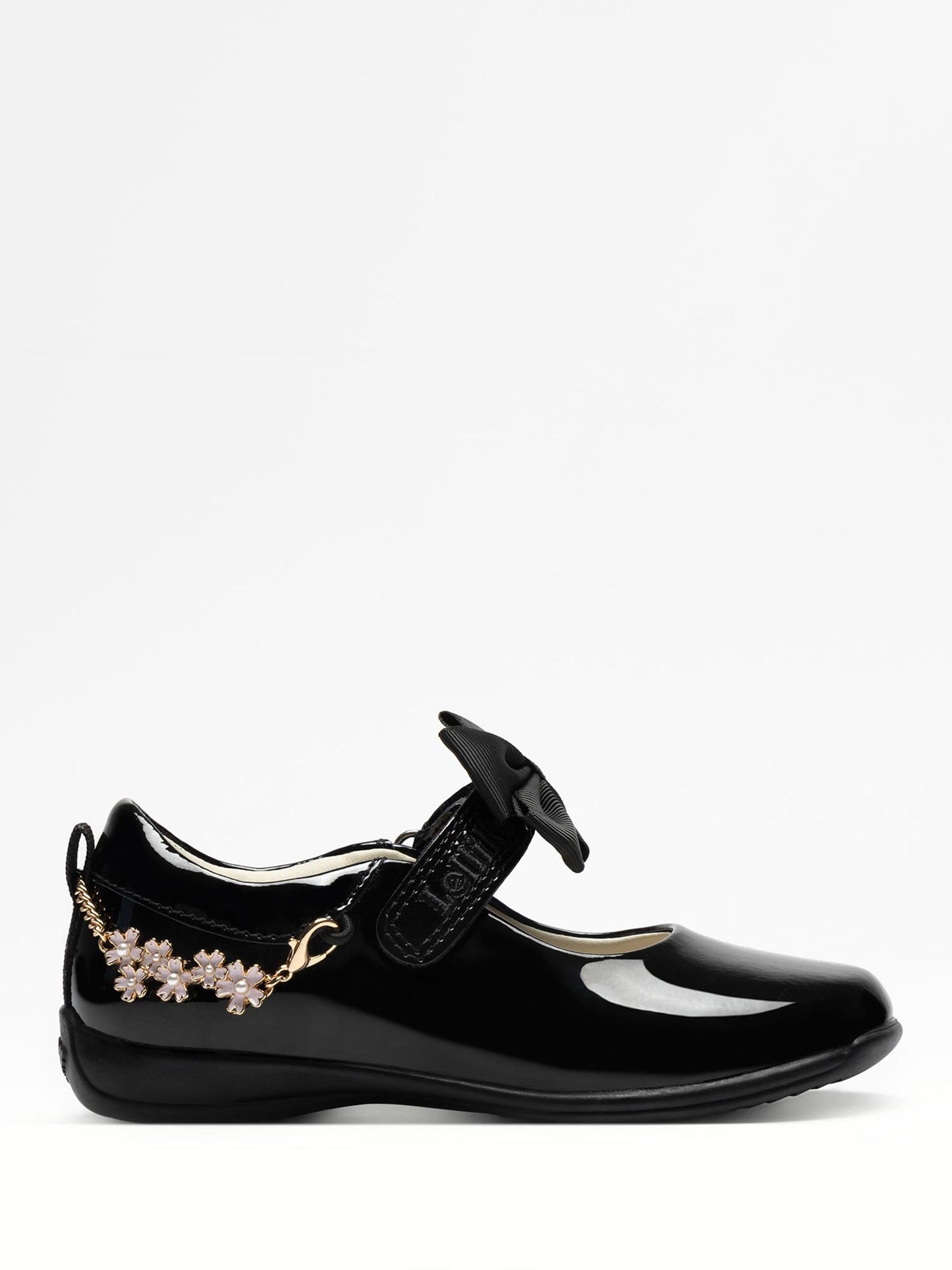 Lelli Kelly Black Patent Ophelia Bow Shoes with Flower Charm image 1