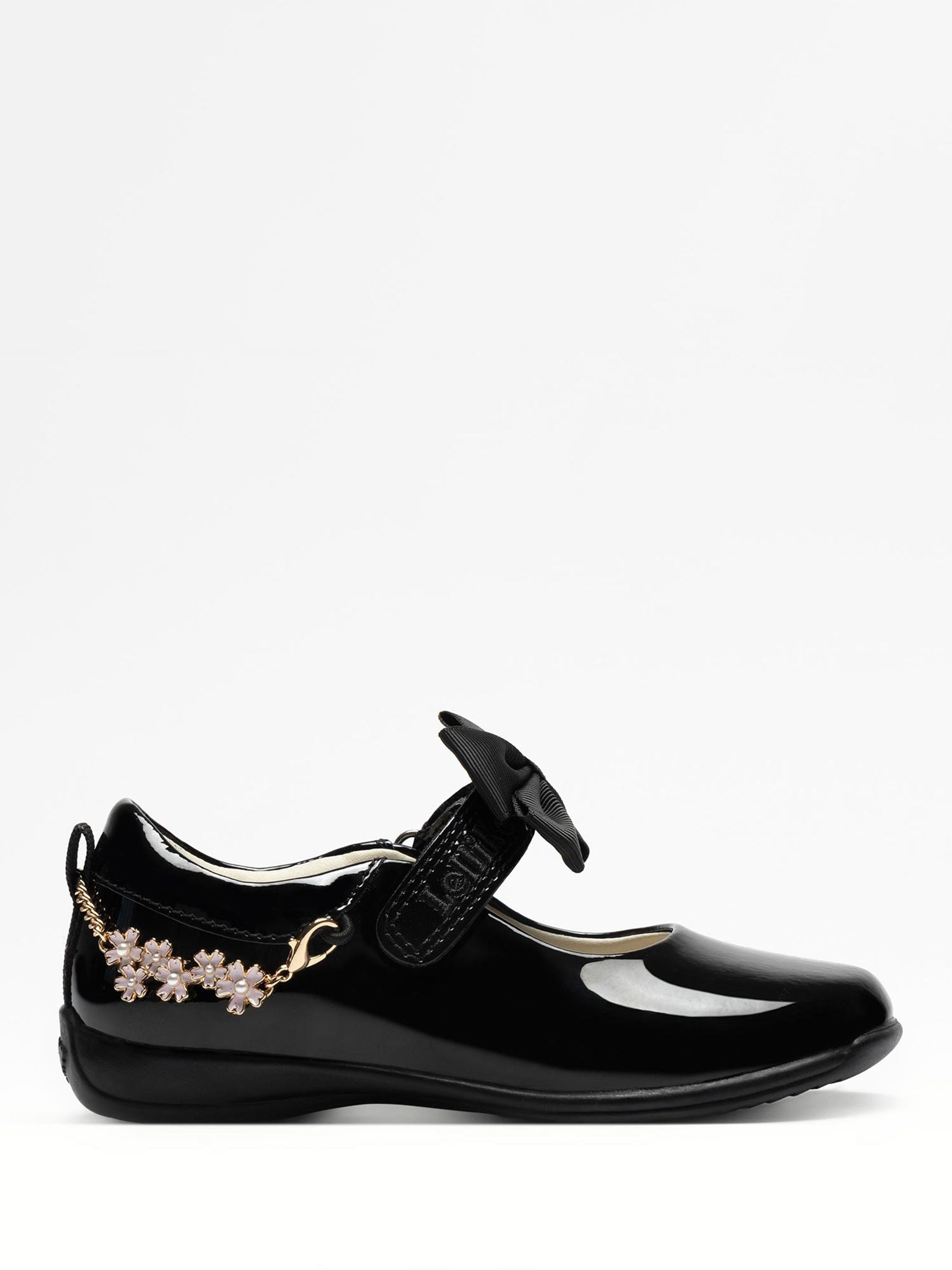 Lelli Kelly Black Patent Ophelia Bow Shoes with Flower Charm image 1