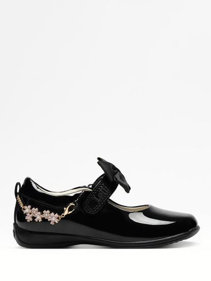 Lelli Kelly Black Patent Ophelia Bow Shoes with Flower Charm image 1