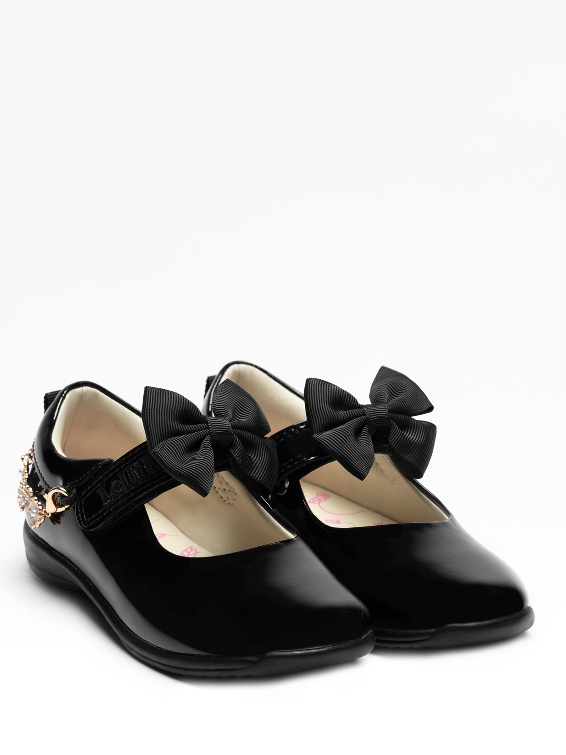 Lelli Kelly Black Patent Ophelia Bow Shoes with Flower Charm image 3
