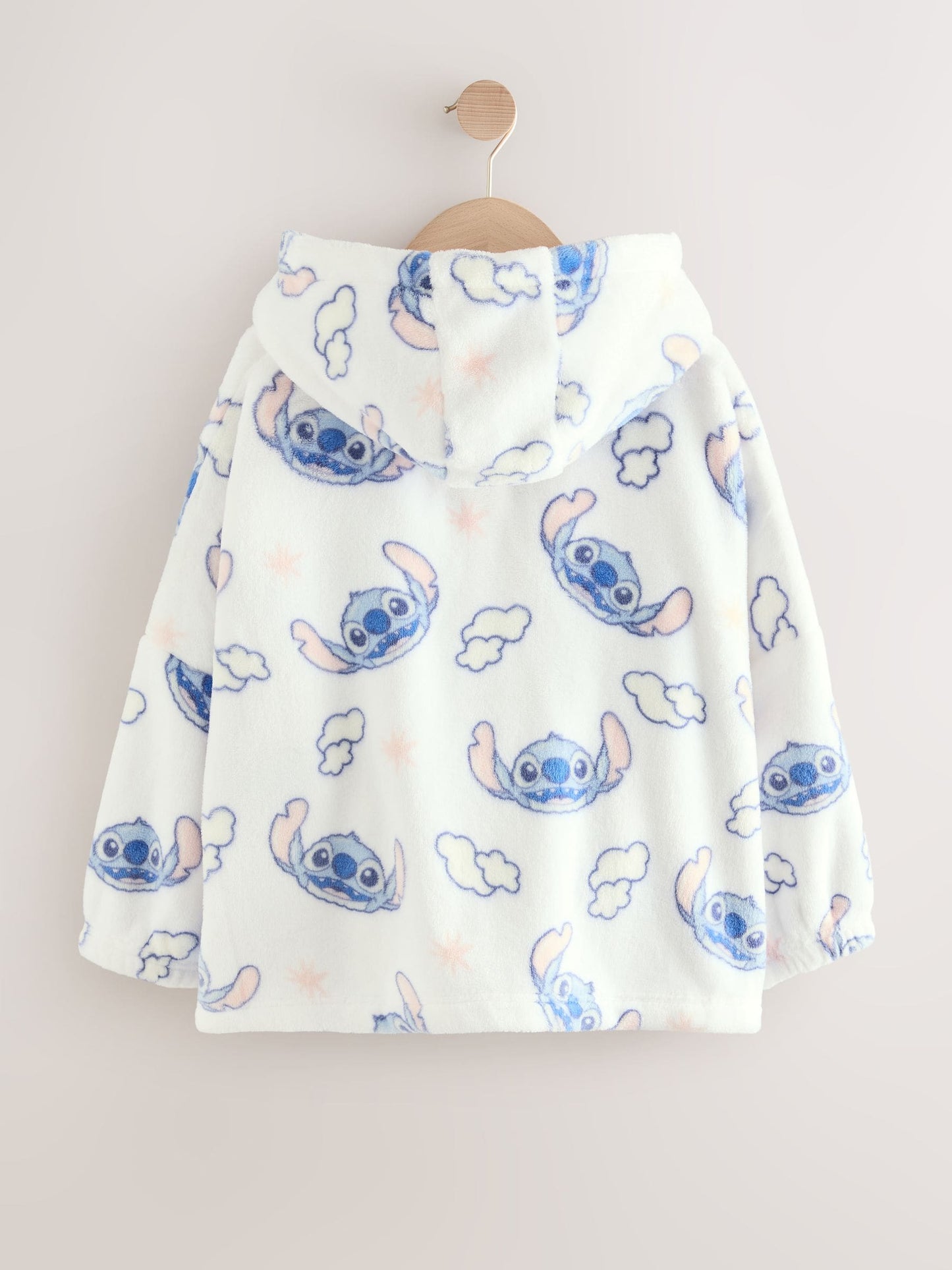 White/Blue Lilo and Stitch Fleece Cropped Hooded Blanket (3-16yrs)