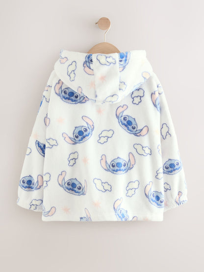 White/Blue Lilo and Stitch Fleece Cropped Hooded Blanket (3-16yrs)