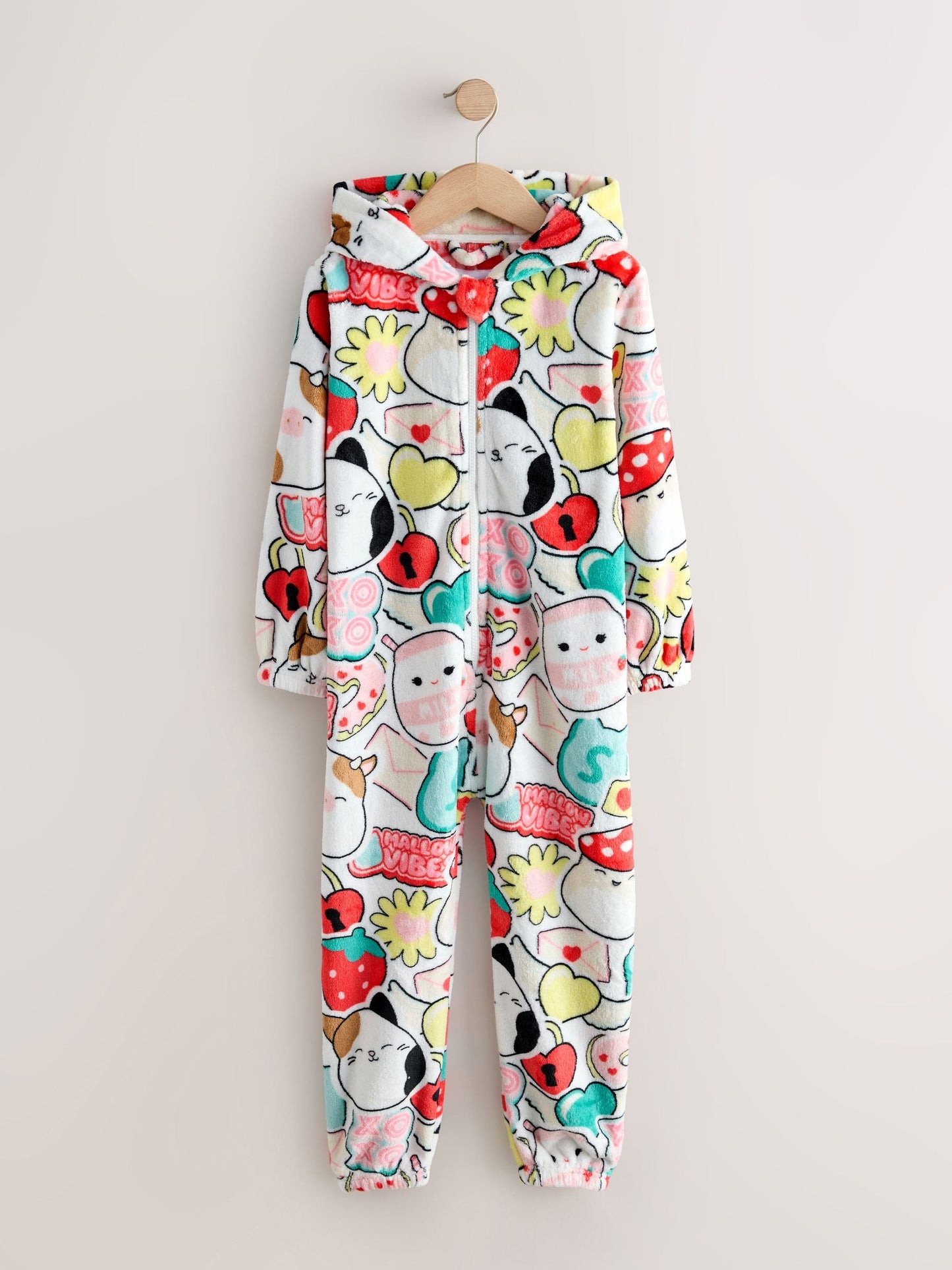 Red/Ecru Squishmallow Fleece All-In-One (6-14yrs)