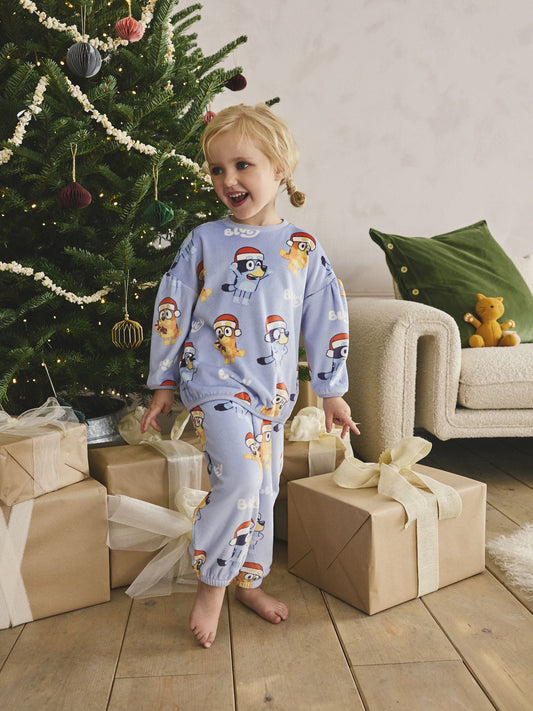 Blue AOP Bluey Cosy Fleece Pyjamas (12mths-10yrs)