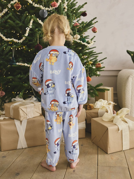 Blue AOP Bluey Cosy Fleece Pyjamas (12mths-10yrs)