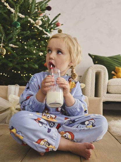 Blue AOP Bluey Cosy Fleece Pyjamas (12mths-10yrs)