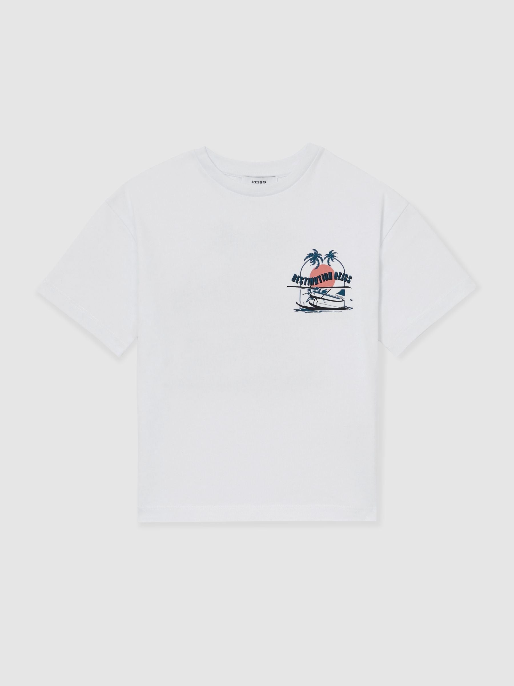 Dsiney Kidz - Reiss White/Multi Jimmy 3-9 yrs Cotton Oversized Graphic-Print T-Shirt image 2