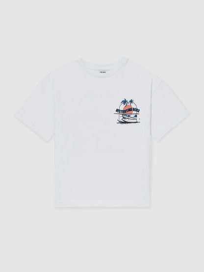 Dsiney Kidz - Reiss White/Multi Jimmy 3-9 yrs Cotton Oversized Graphic-Print T-Shirt image 2