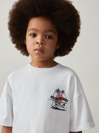 Dsiney Kidz - Reiss White/Multi Jimmy 3-9 yrs Cotton Oversized Graphic-Print T-Shirt image 4